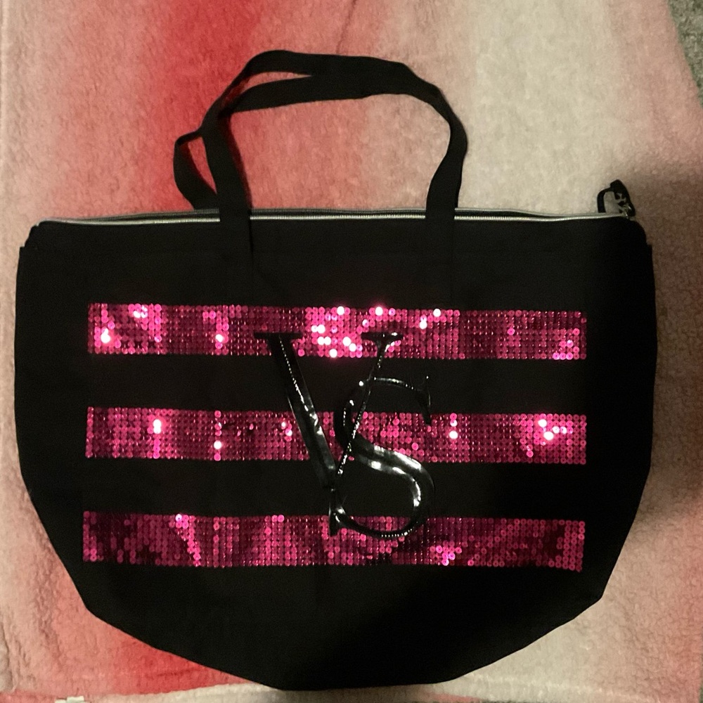 EUC Victorias Secret Pink Sequin Zip Tote